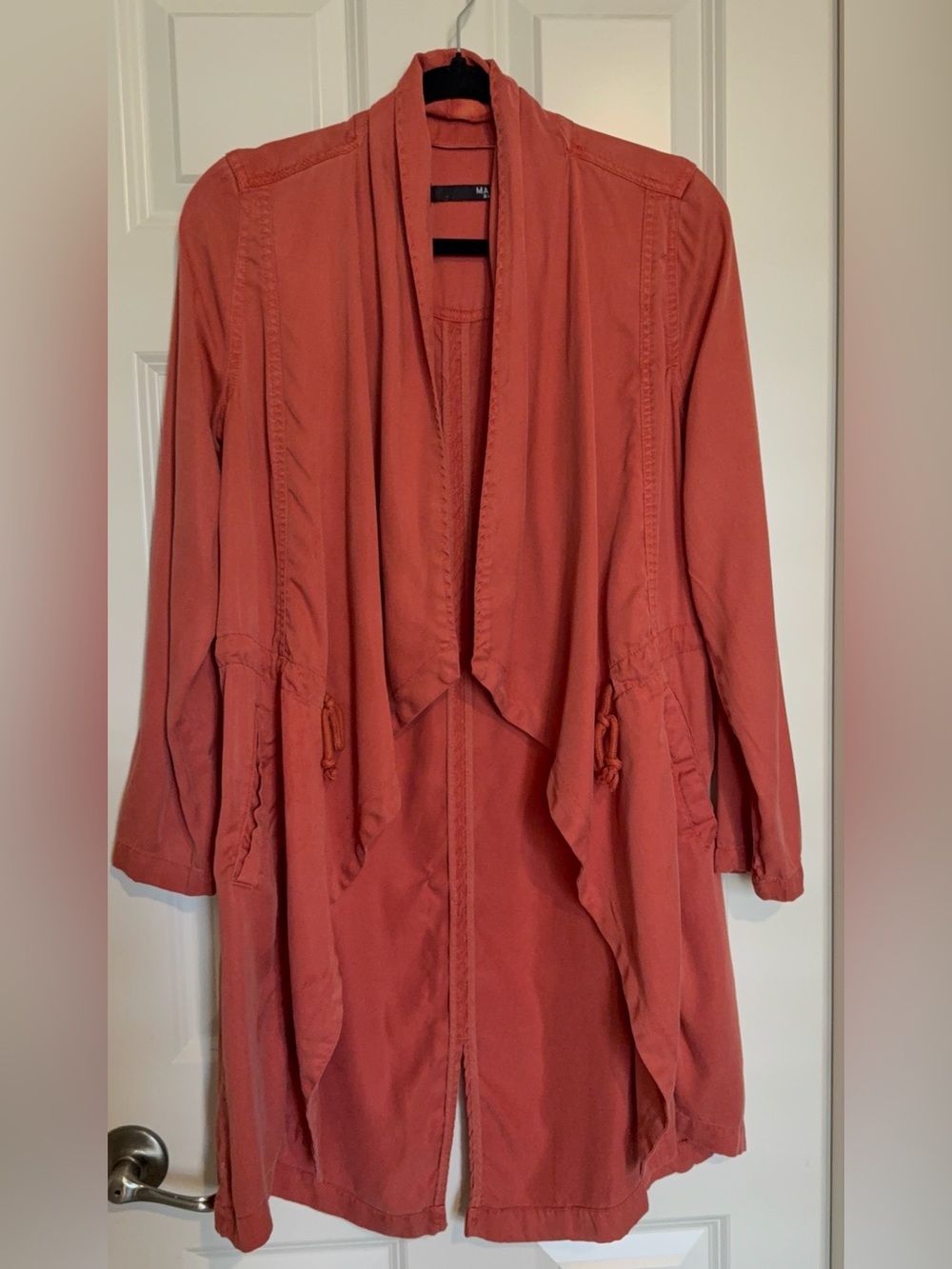 Max Jeans Rust-Terracotta Draped Open Front Coat